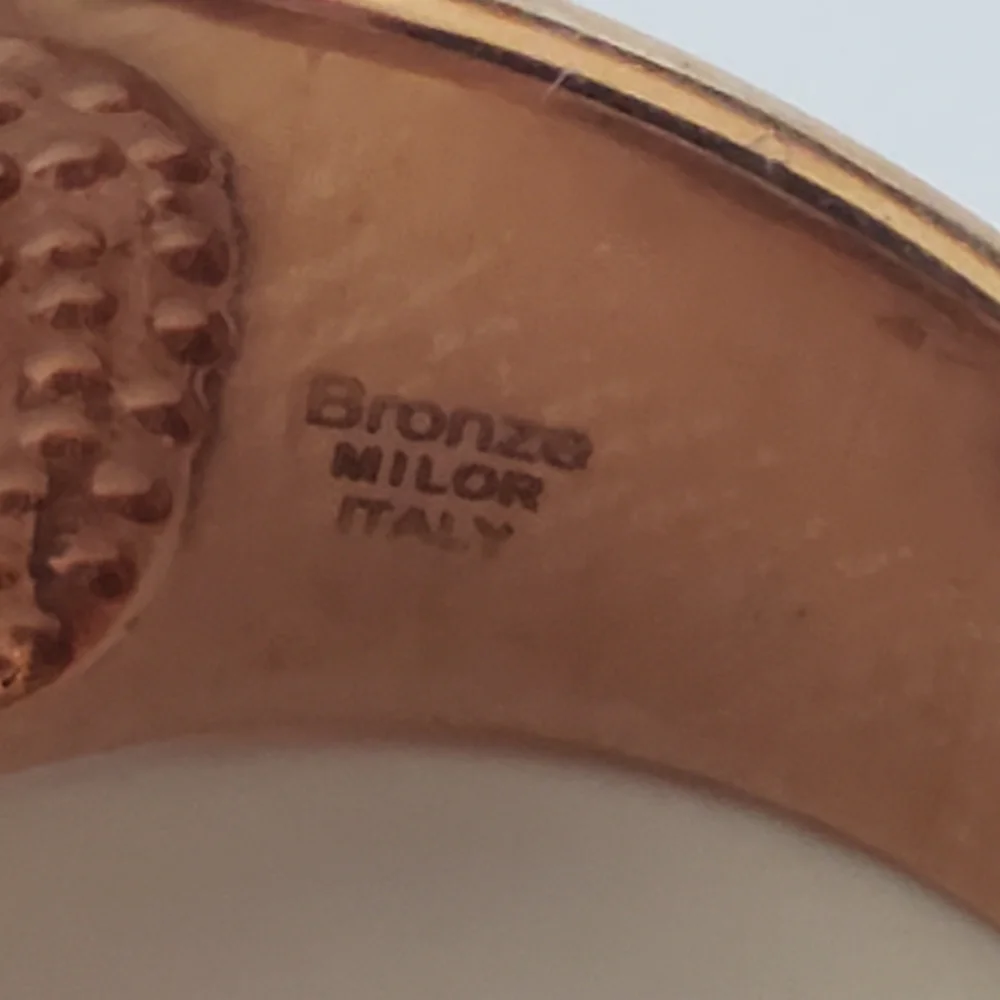 Bronze Milor Italy Black Pave Set Wide Band Ring - Size 9 - Picture 6 of 9